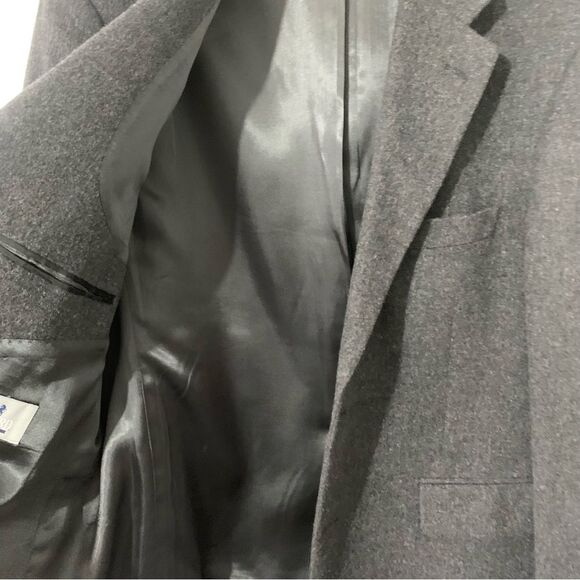 Stafford 42S 100% Camel Hair Career Suit Sport Jacket Blazer Charcoal 2 Button - Picture 3 of 7